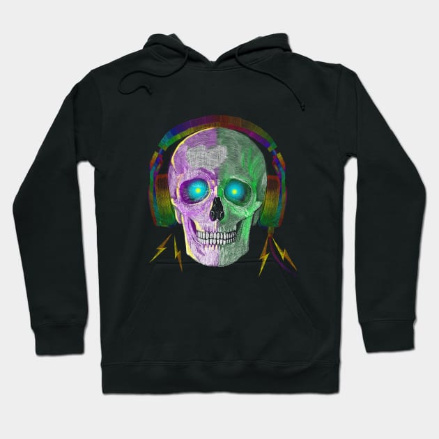 SKULL WITH HEADPHONES Hoodie by KARMADESIGNER T-SHIRT SHOP